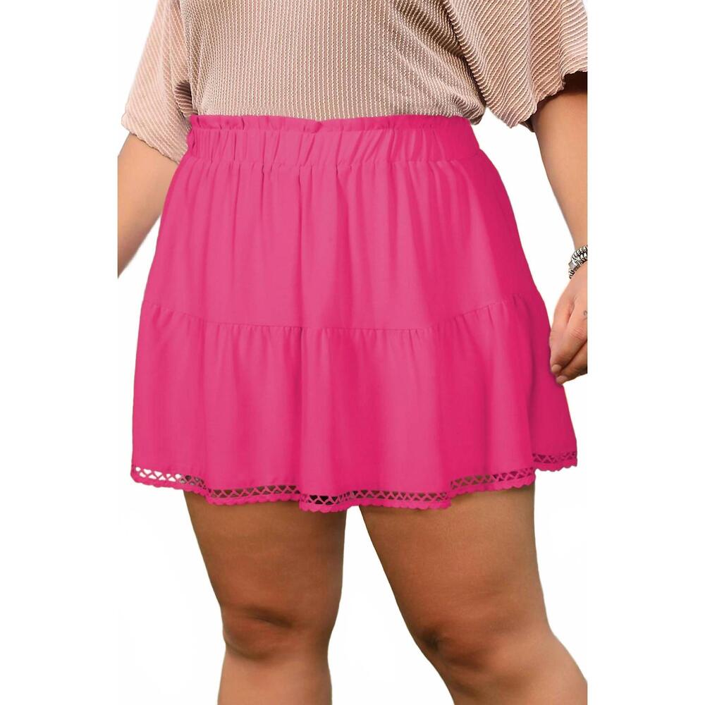 NEW DEAR LOVER frilled elastic waist lace trim boho ruffled shorts - plus in ros